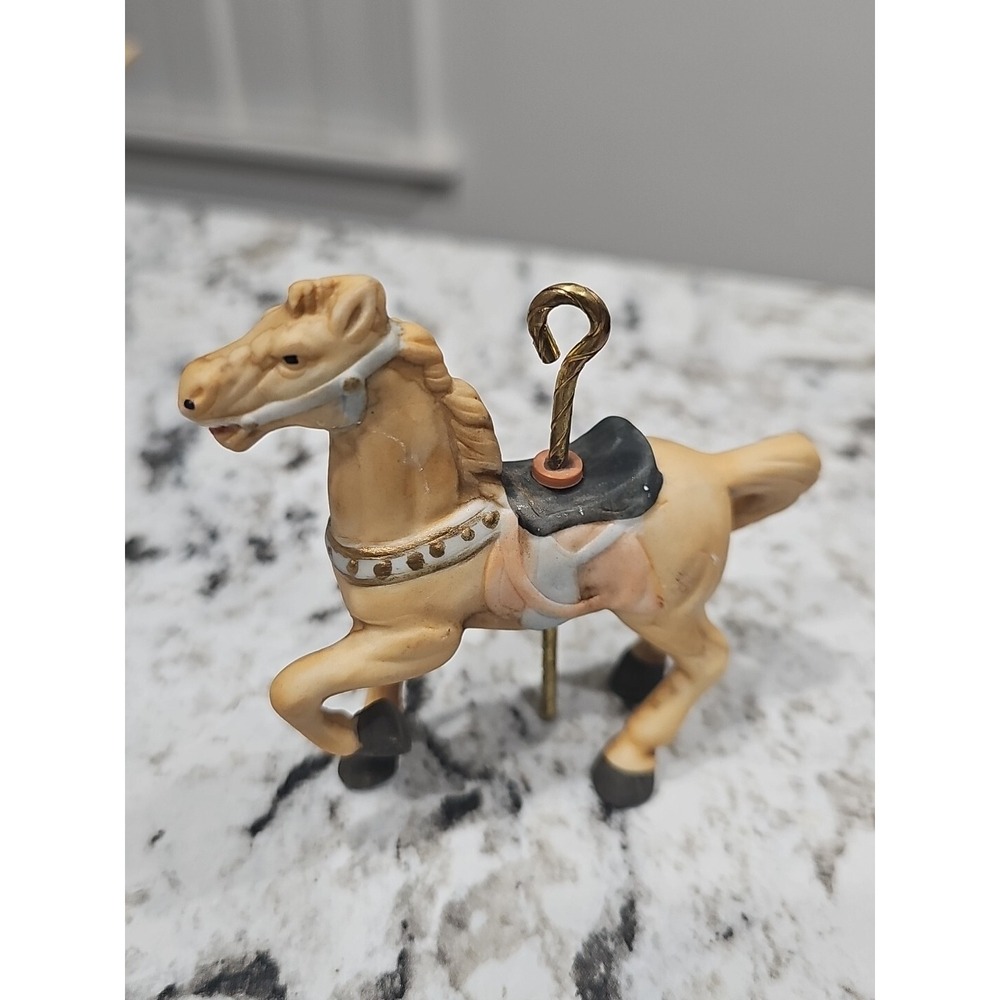 Vintage Carousel Horse Christmas Ornament Country Old World Charm Bisque